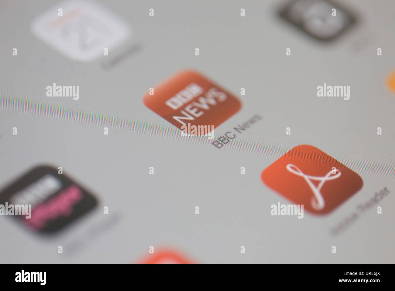 Un détail à partir d'un écran de l'iPad de la BBC News icône de l'application. Banque D'Images
