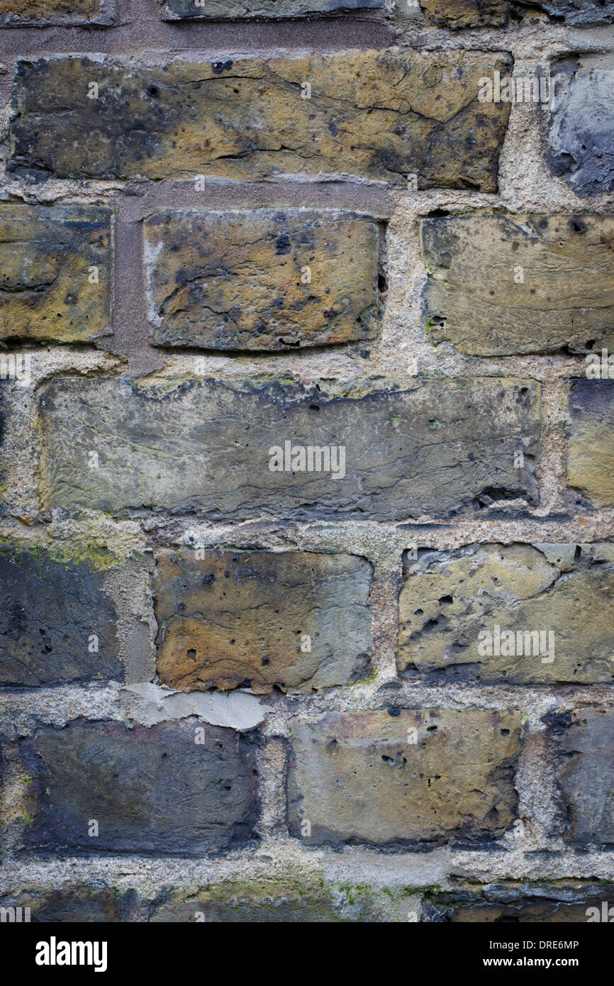 Detailof Londres jaune stock brique posée en jardin anglais Bond sur une maison édouardienne du sud de Londres. Banque D'Images