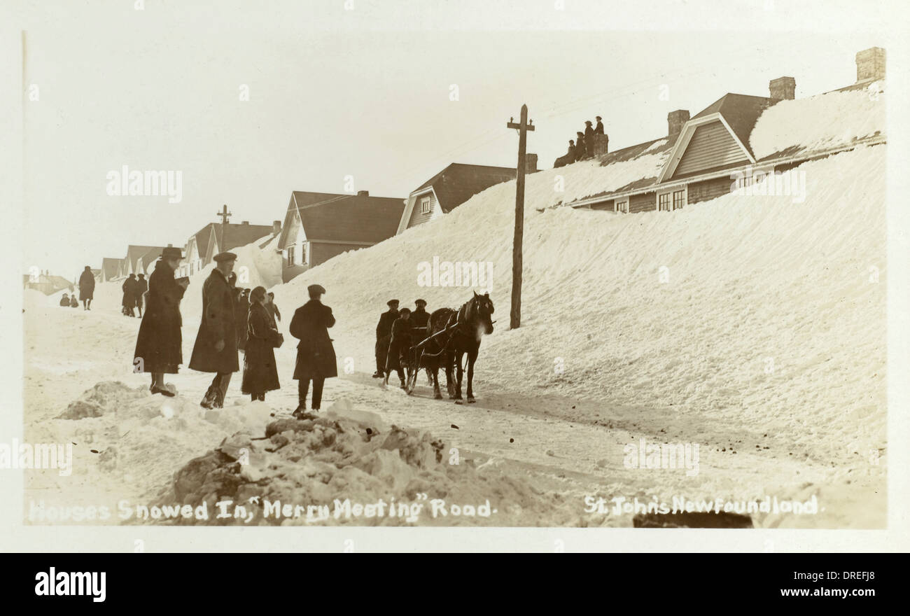 Saint John's - Terre-Neuve - maisons par la neige Banque D'Images