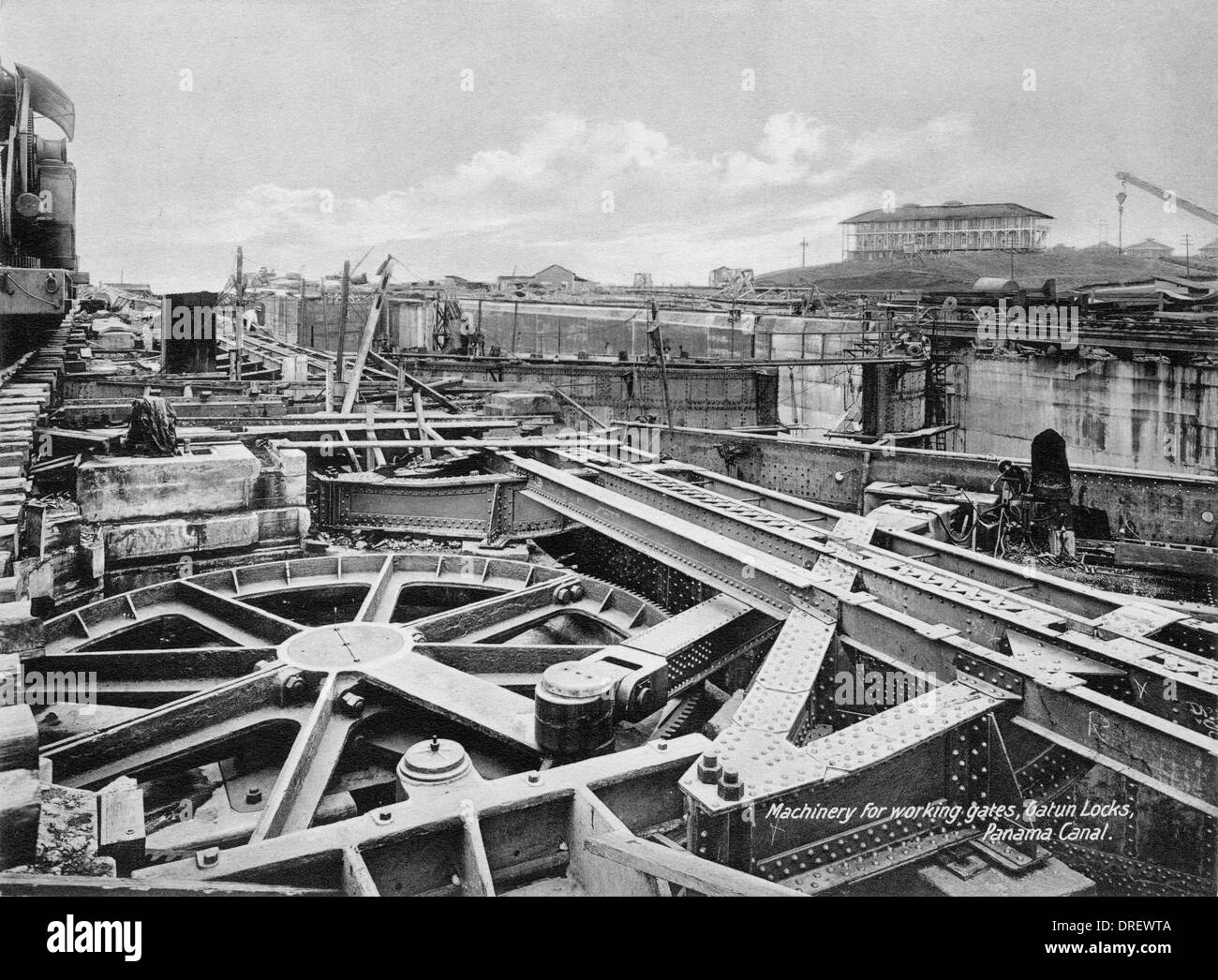 Machines à vannes, écluses de Gatun, Canal de Panama Banque D'Images