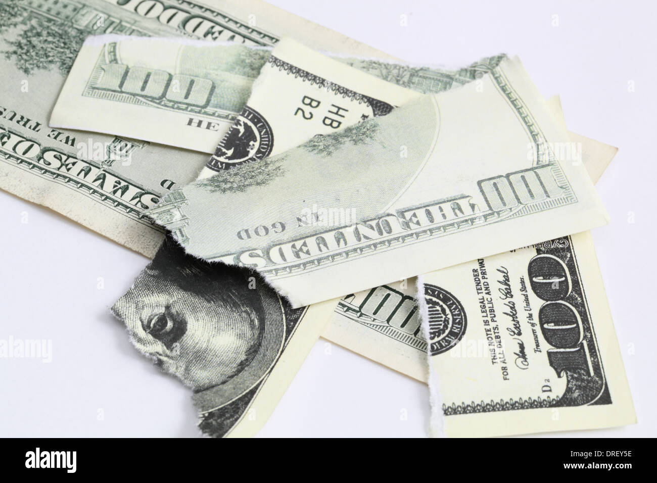 Dollars bill déchirées Banque D'Images