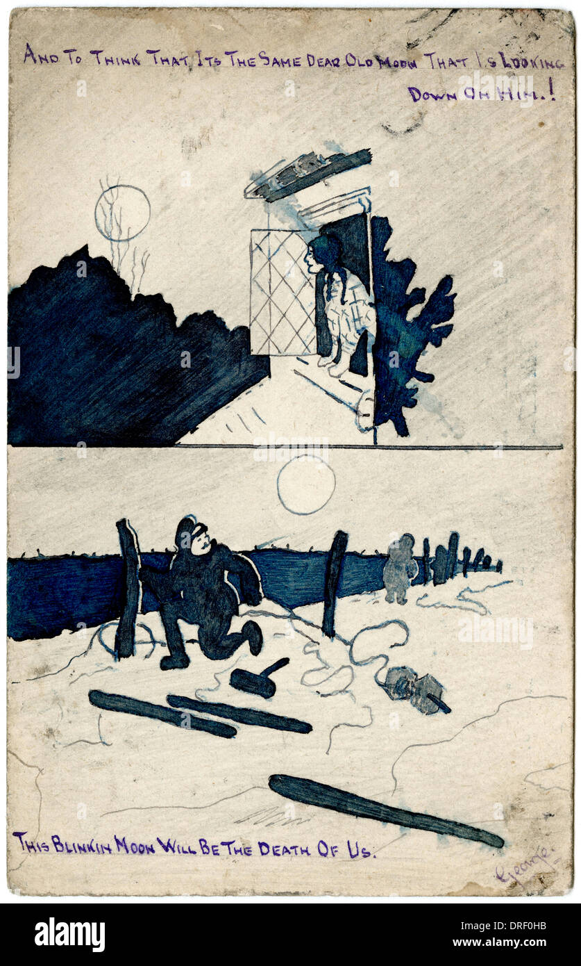 La Première Guerre mondiale carte postale humoristique par George Ranstead Banque D'Images