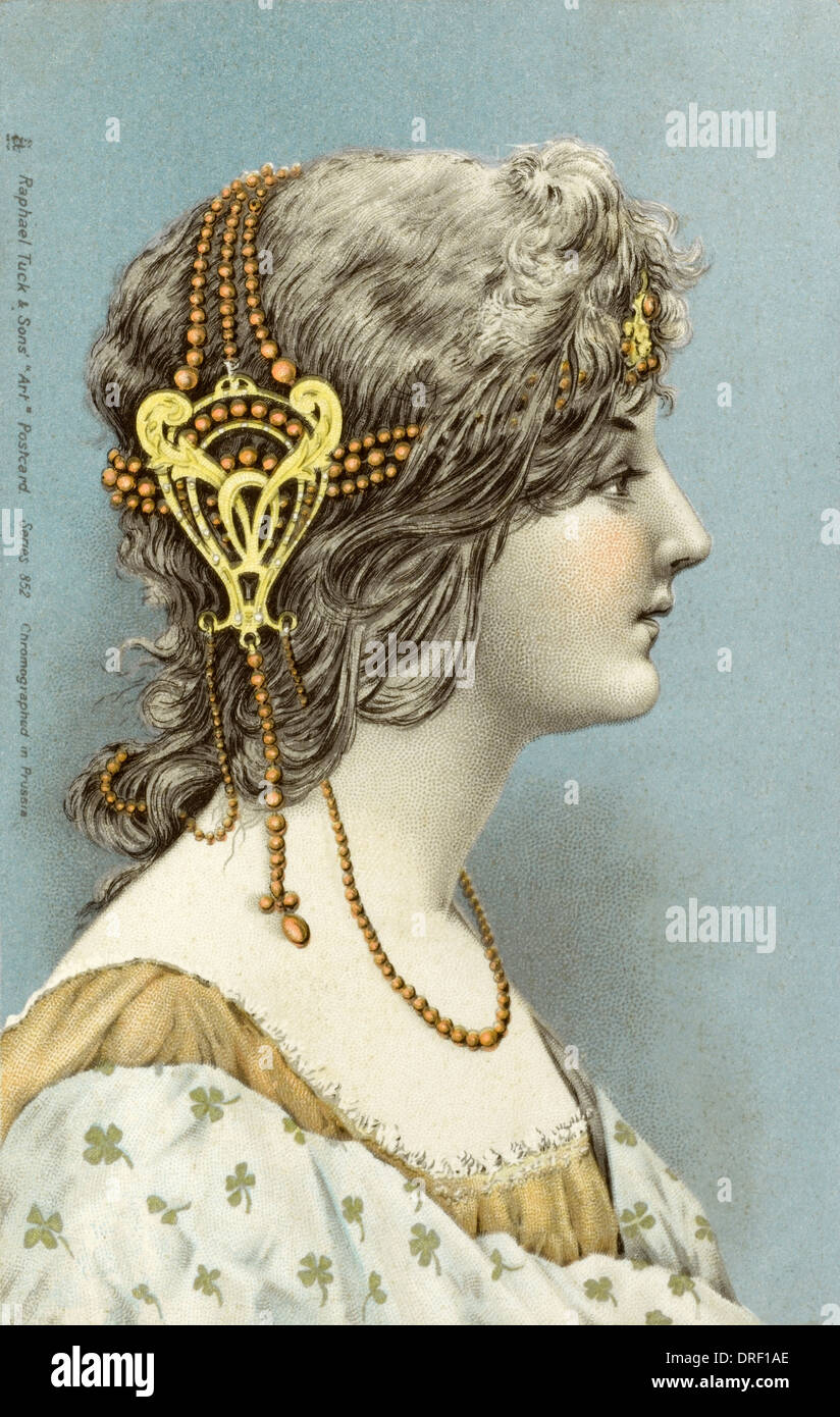 Profil d'une dame avec une coiffure Art Nouveau Banque D'Images