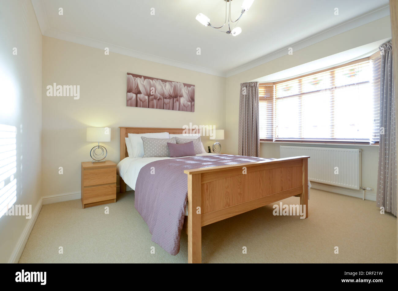 Pièces moderne et élégante chambre avec un lit double Banque D'Images
