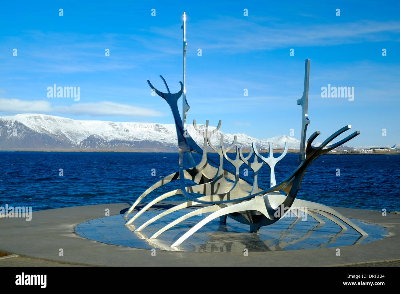 Bateau Viking sculpture, Reykjavik, Islande Banque D'Images