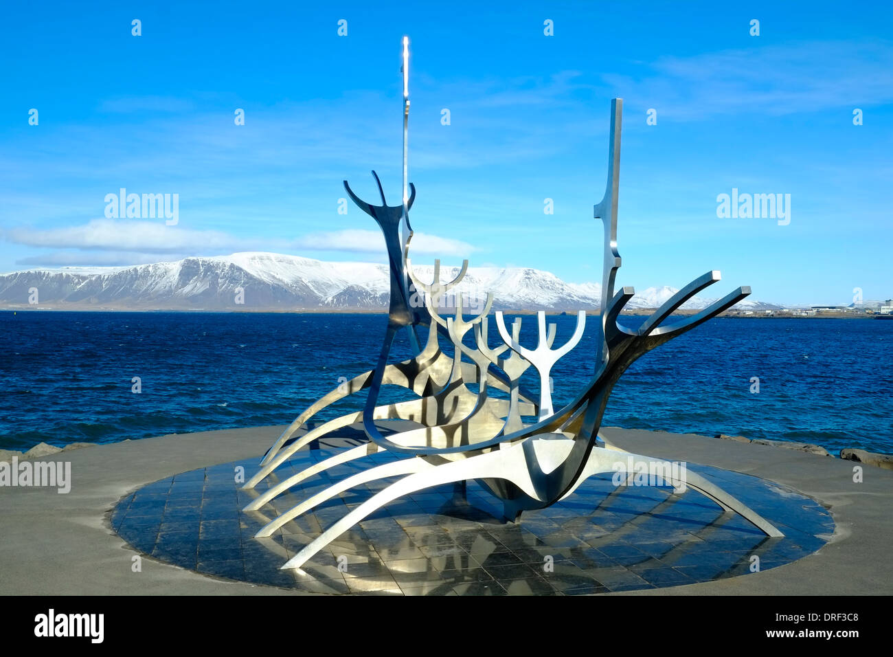 Bateau Viking sculpture, Reykjavik, Islande Banque D'Images