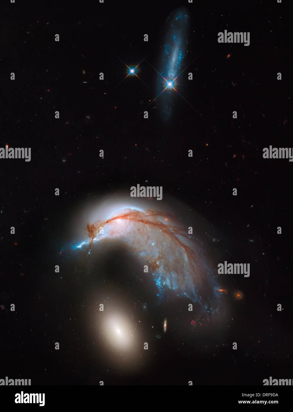Fusion galactique arp 142, comme le montre une photo de Hubble Space Telescope. Banque D'Images