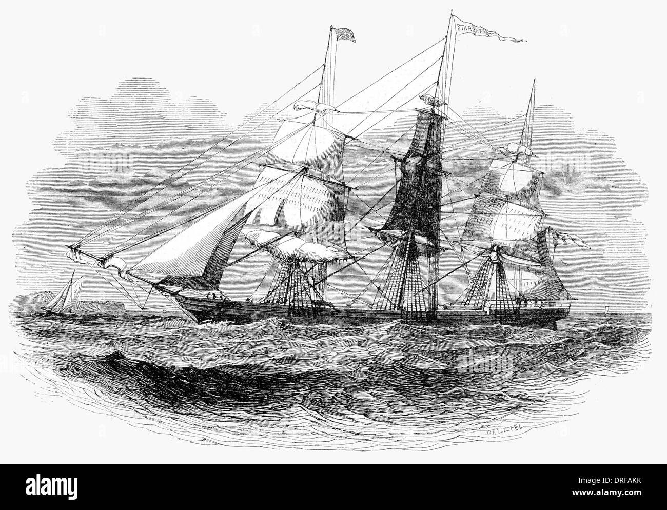 Étoile de l'Est, appartenant à la ligne d'or de l'Australie Clippers vers 1854 Banque D'Images