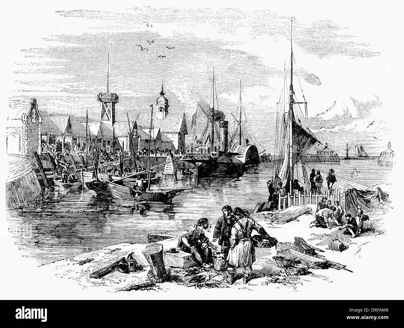 Le marché aux poissons Lowestoft vers 1854 Banque D'Images