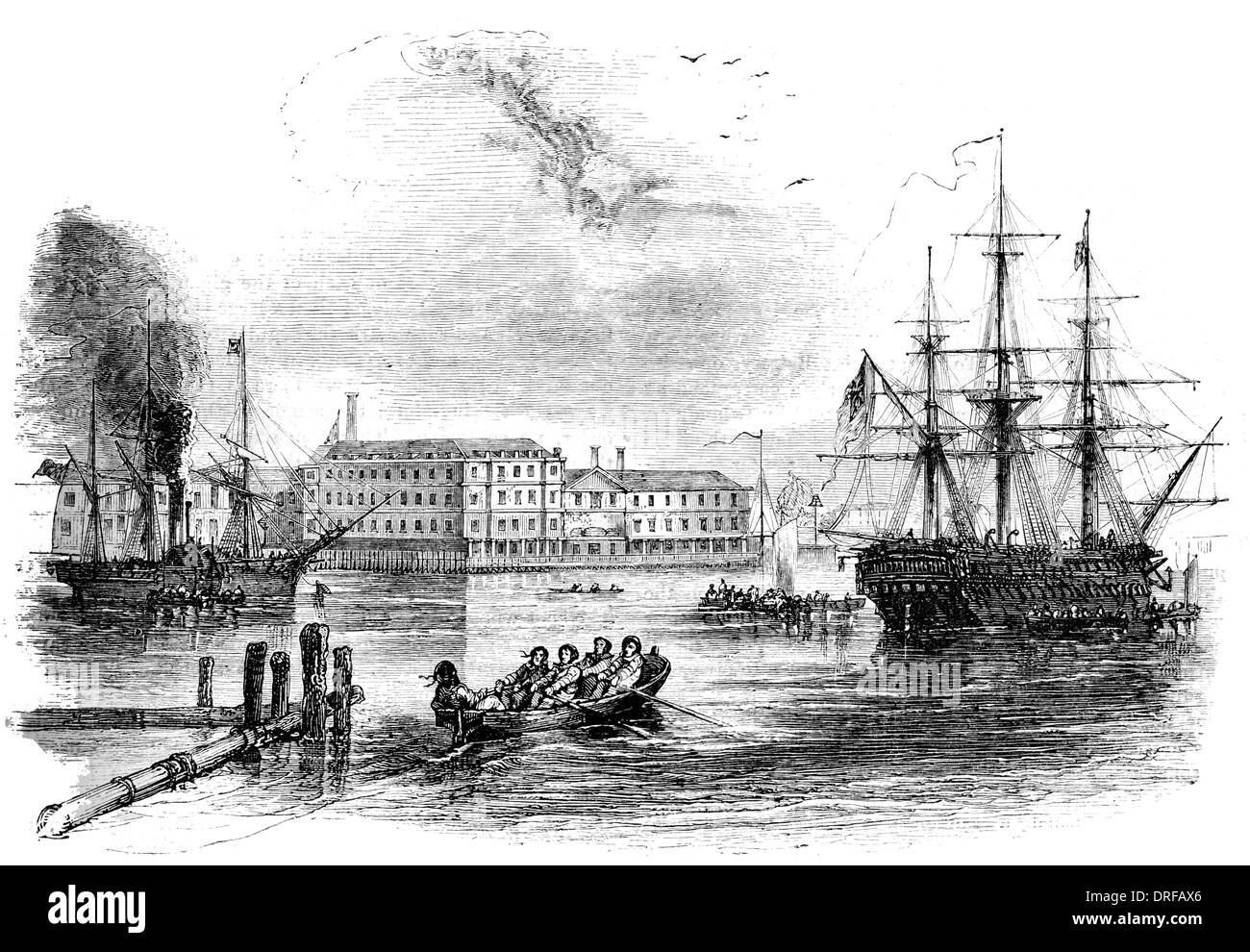 Le port de Portsmouth vers 1854 Banque D'Images