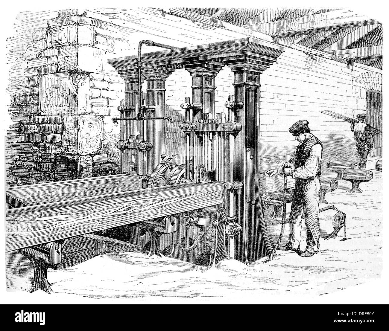 Machine à scier à traiter du bâti vers 1854 Banque D'Images