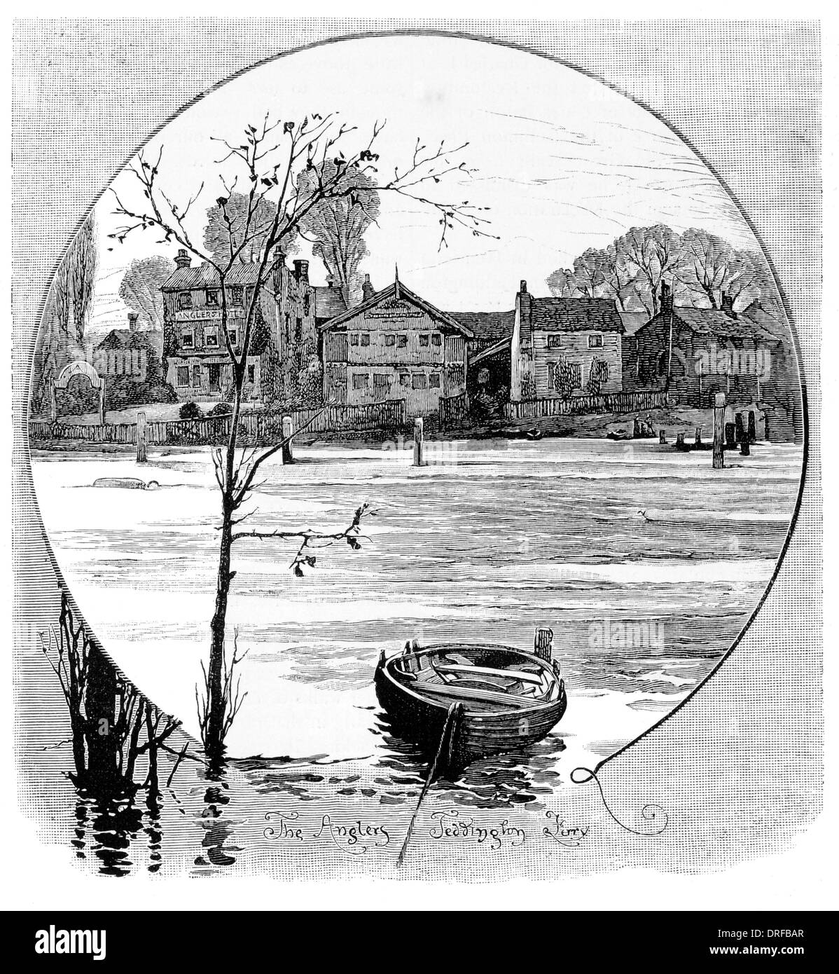 Teddington Ferry. Les pêcheurs public House London Borough of Richmond upon Thames vers 1880 Banque D'Images