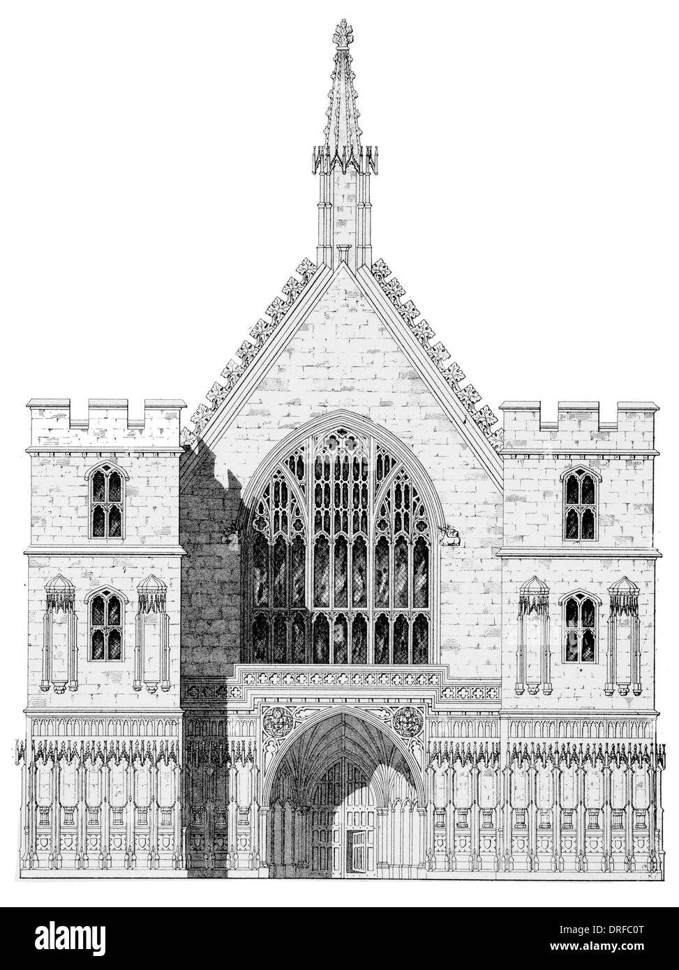 Front elevation of Westminster Hall du Palais de Westminster de Londres. Banque D'Images