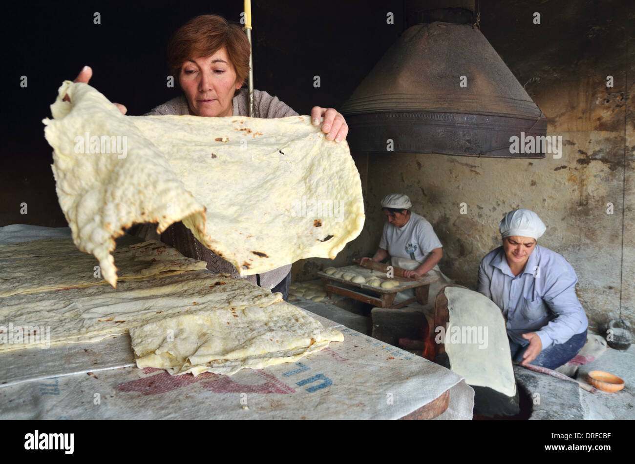 Pain Lavash arménien traditionnel (en) Goris boulangerie, Arménie Banque D'Images