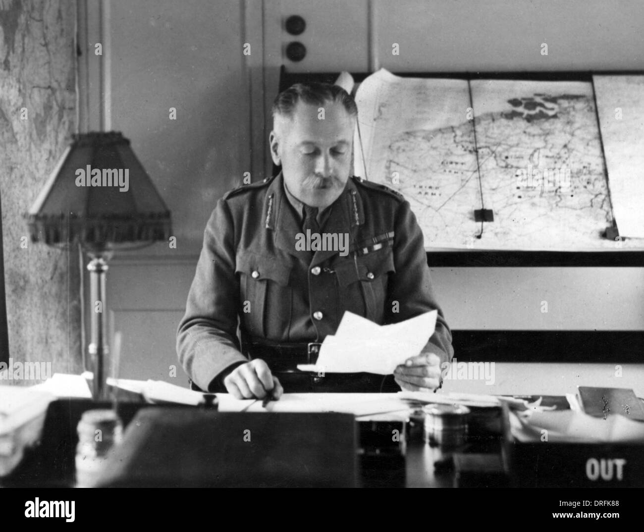 Sir Douglas Haig dans son train de l'administration centrale, France Banque D'Images