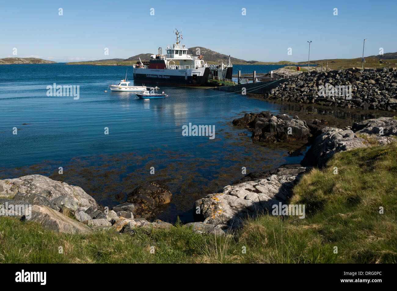 Caledonian MacBrayne's car-ferry, le 'Loch Alainn', à Ardmor Mhòr (Aird), l'île de Barra, îles Hébrides, Ecosse, Royaume-Uni Banque D'Images