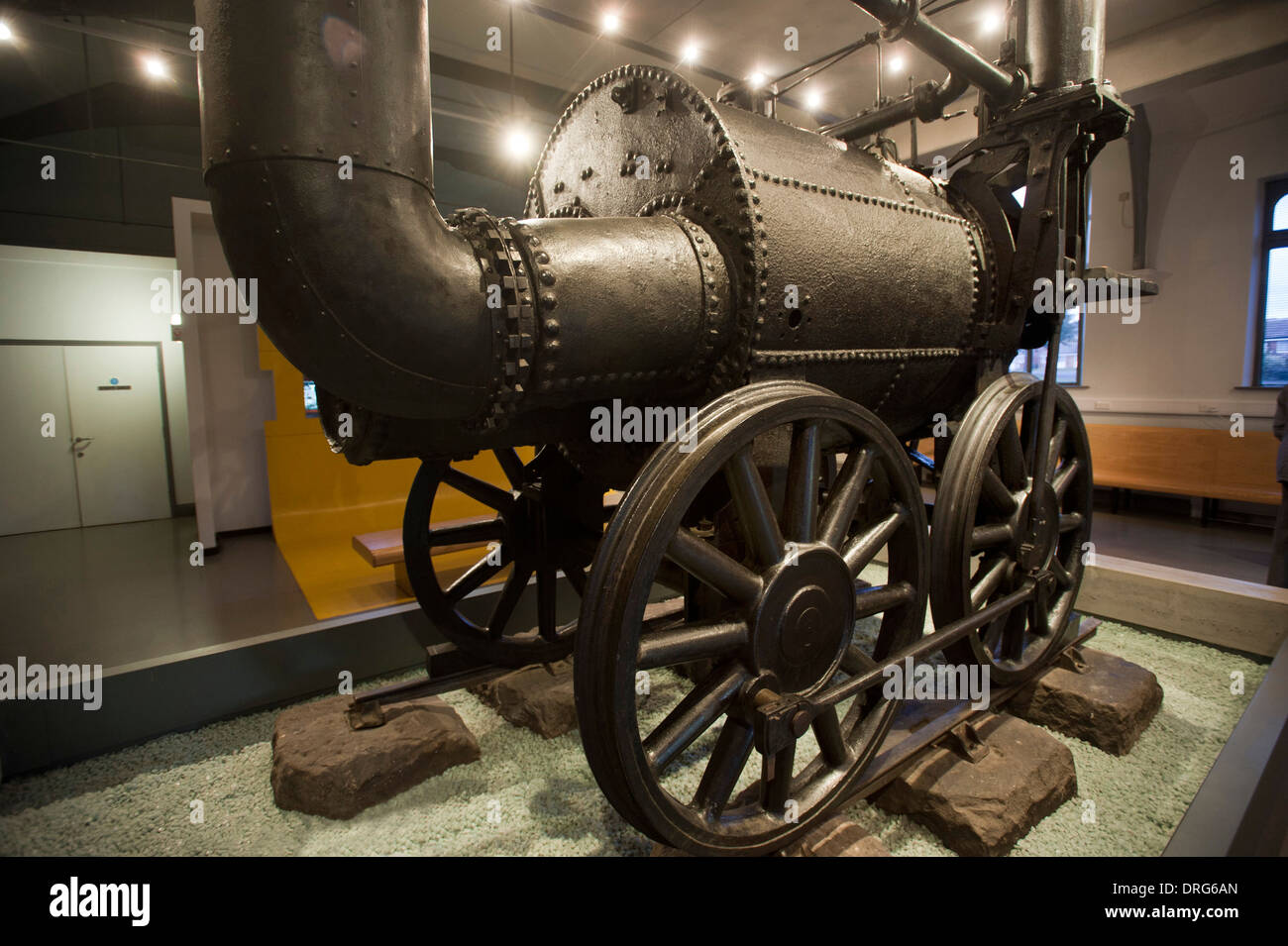 Locomotive à vapeur 'Sans Pariel' construit par Timothy Hackworth à Shildon, County Durham en 1829 à l'affiche au Musée National du chemin de fer. Banque D'Images