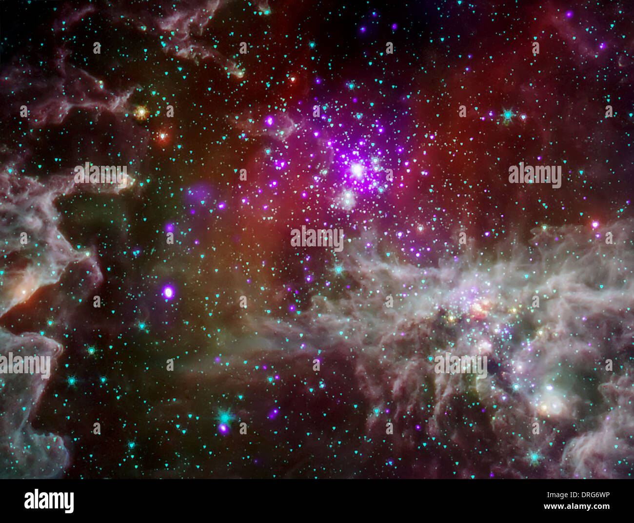 L'étoile NGC 281 au-dessus du plan de la galaxie, les astronomes donnant une vue sans entrave de la près de la formation des étoiles à l'intérieur. Banque D'Images