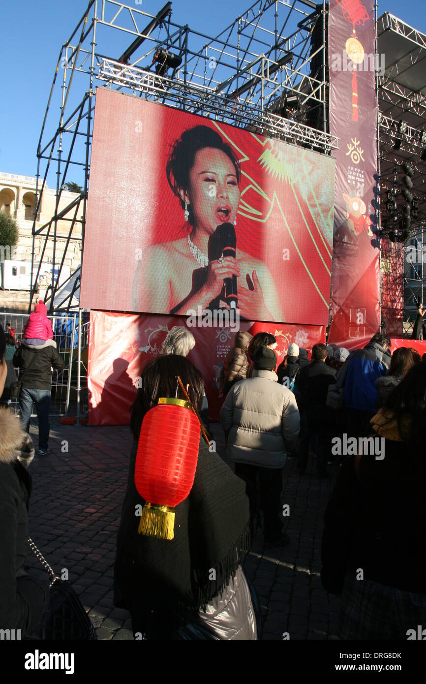 Rome, Italie. 25 Jan 2014 célébrations du Nouvel An chinois sur la Piazza del Popolo à Rome Italie Crédit : Gari Wyn Williams/Alamy Live News Banque D'Images