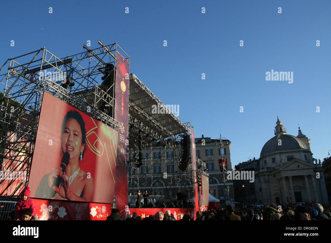 Rome, Italie. 25 Jan 2014 célébrations du Nouvel An chinois sur la Piazza del Popolo à Rome Italie Crédit : Gari Wyn Williams/Alamy Live News Banque D'Images