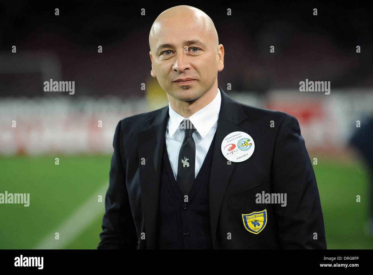 Naples, Italie. 25 Jan, 2014. Eugenio Corini AC Chievo Verona Football / Soccer Coach pendant italien de série : un match entre SSC Napoli et AC Chievo Verona au Stadio San Paolo de Naples, Italie. Credit : Franco Romano/Alamy Live News Banque D'Images