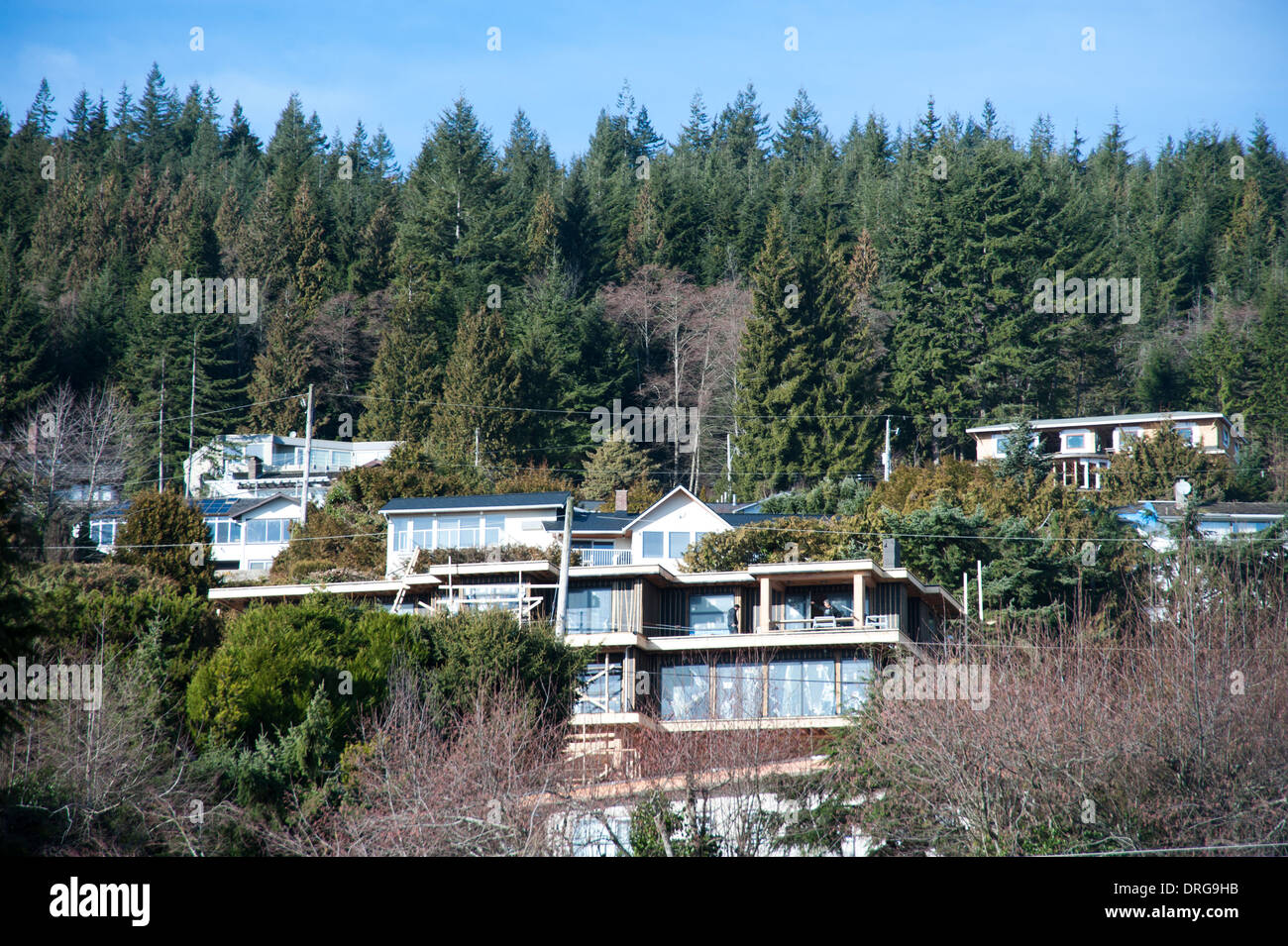 Maisons sur le côté de la montagne dans le cher British Properties, West Vancouver, British Columbia, Canada Banque D'Images