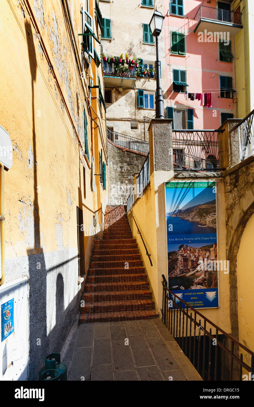 Alley Voir à Riomaggiore, Cinque Terre, ligurie, italie Banque D'Images