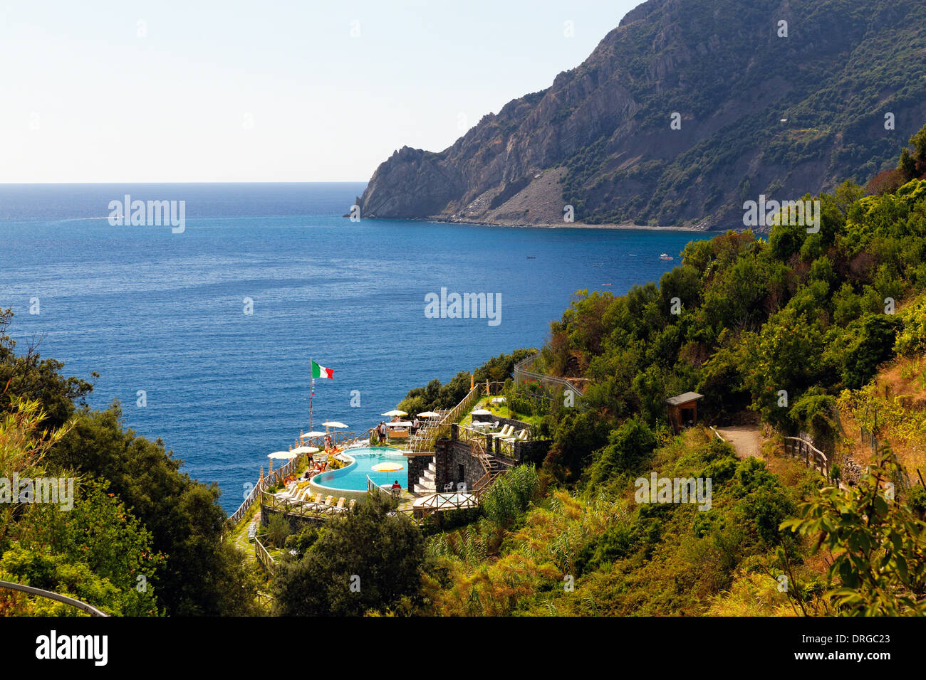 Portrait de la côte avec une piscine, Monterosso al Mare, Cinque Terre, ligurie, italie Banque D'Images