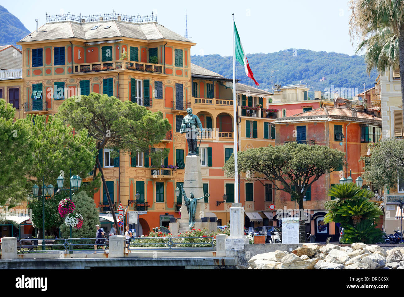 Statue de Victor Emmanuel II, roi d'Italie, Santha Margherita, ligurie, italie Banque D'Images