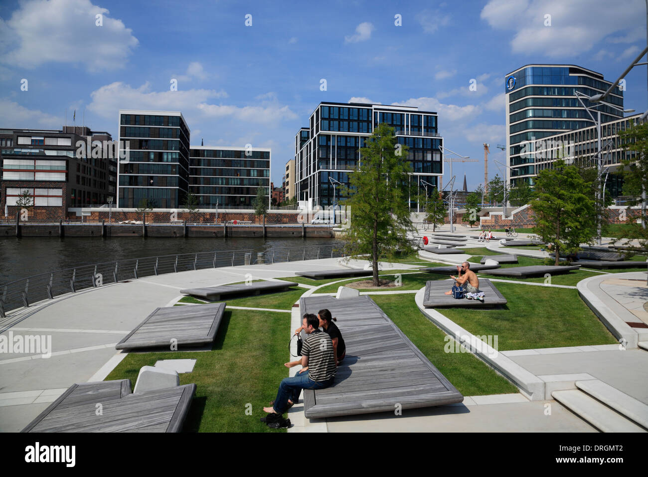 Terrasses, Marco-Polo-vue de Dalmannkai, Hafencity, Hambourg, Allemagne, Europe Banque D'Images