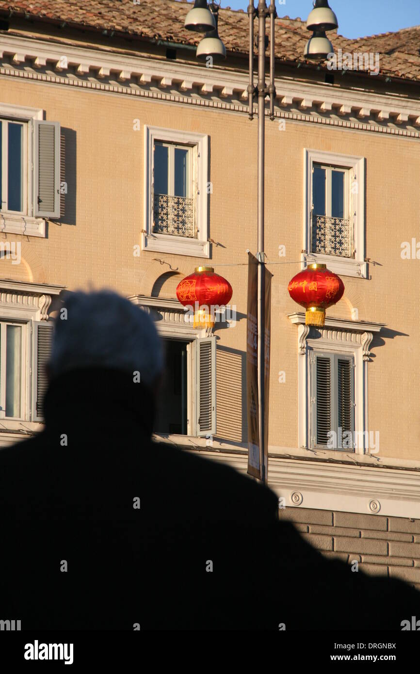 Rome, Italie. 25 Jan 2014 célébrations du Nouvel An chinois sur la Piazza del Popolo à Rome Italie Crédit : Gari Wyn Williams/Alamy Live News Banque D'Images