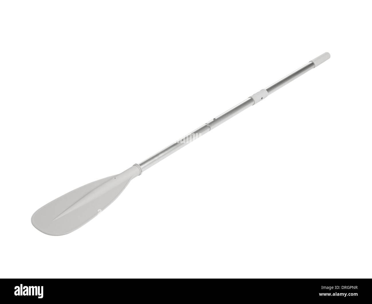 Metal paddle pour bateau gonflable isolé sur fond blanc Banque D'Images