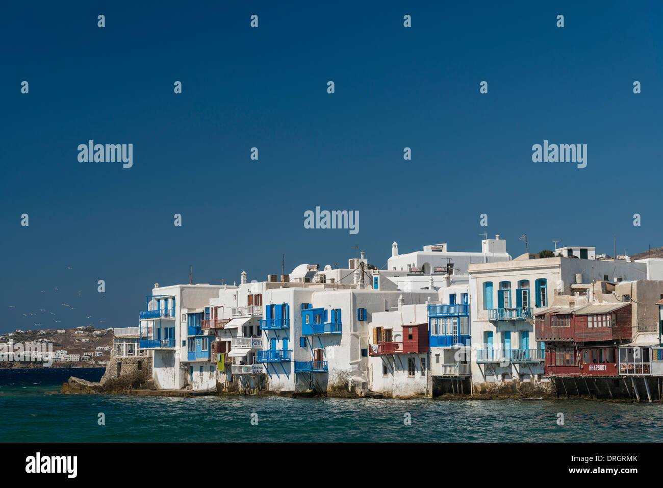 La petite Venise à Chora, la ville de Mykonos, Grèce Banque D'Images