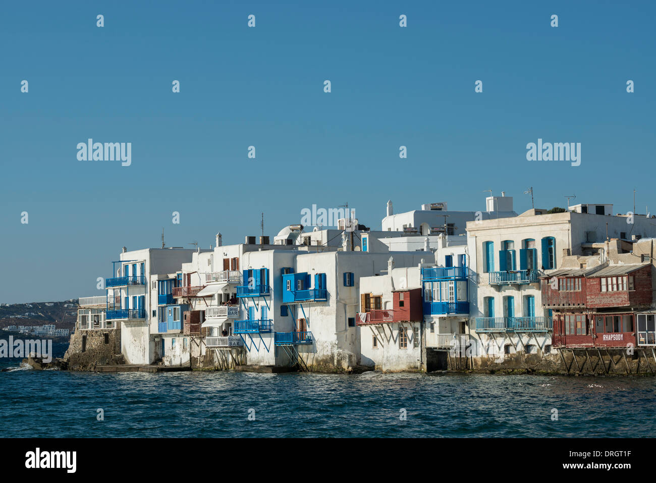 La petite Venise à Chora, la ville de Mykonos, Grèce Banque D'Images