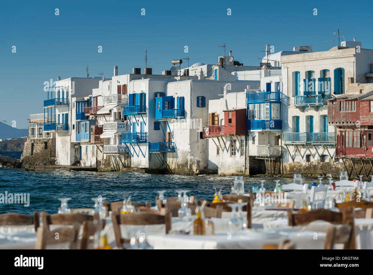 La petite Venise à Chora, la ville de Mykonos, Grèce Banque D'Images