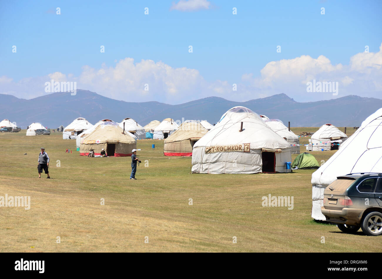 Les yourtes kirghizes près du lac Song-Kol en Europe centrale Kirghizistan Banque D'Images