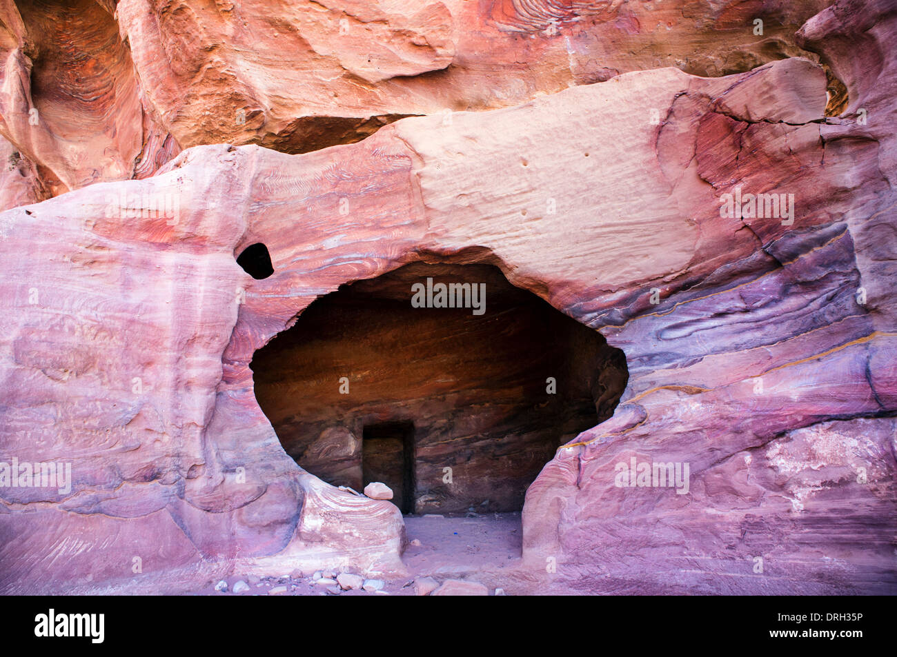 Ruines dans la roche, Petra, Jordanie, l'Unesco Banque D'Images