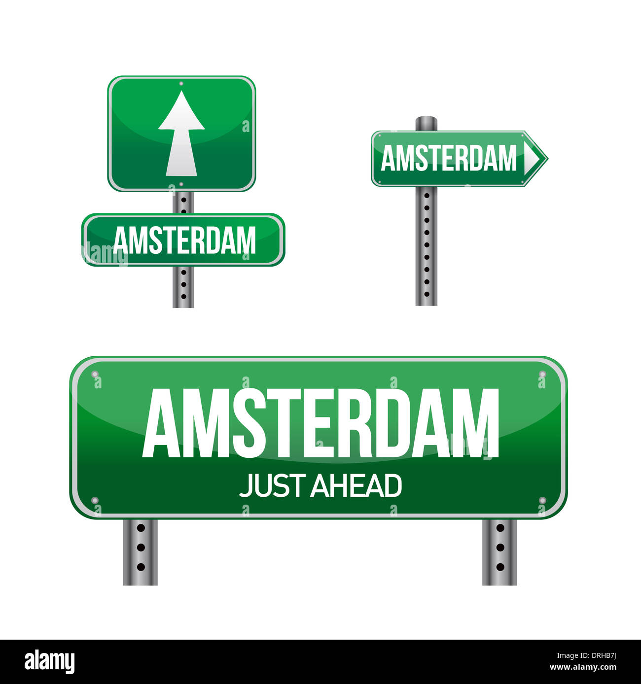 Amsterdam city road sign illustration design over white Banque D'Images