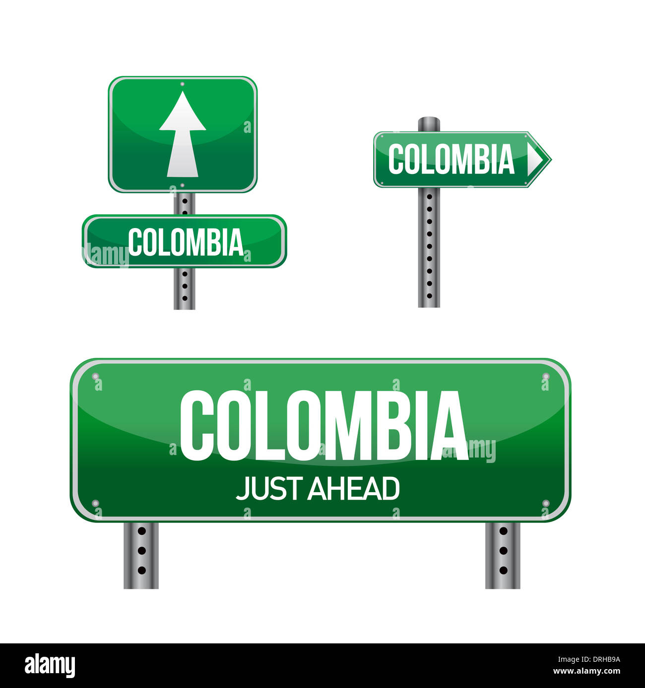 Colombie Country road sign illustration design over white Banque D'Images
