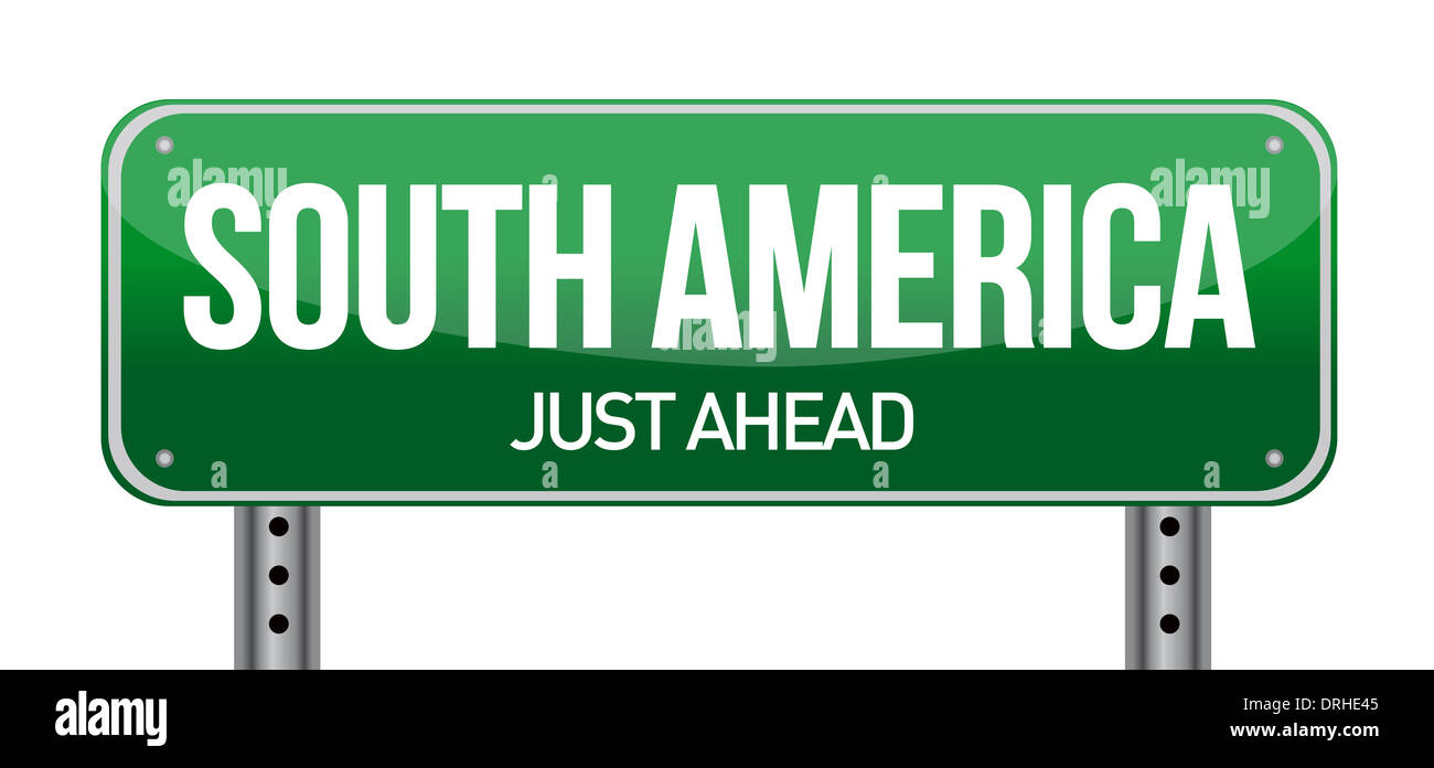 Panneau routier à l'Amérique du Sud illustration design sur un fond blanc Banque D'Images