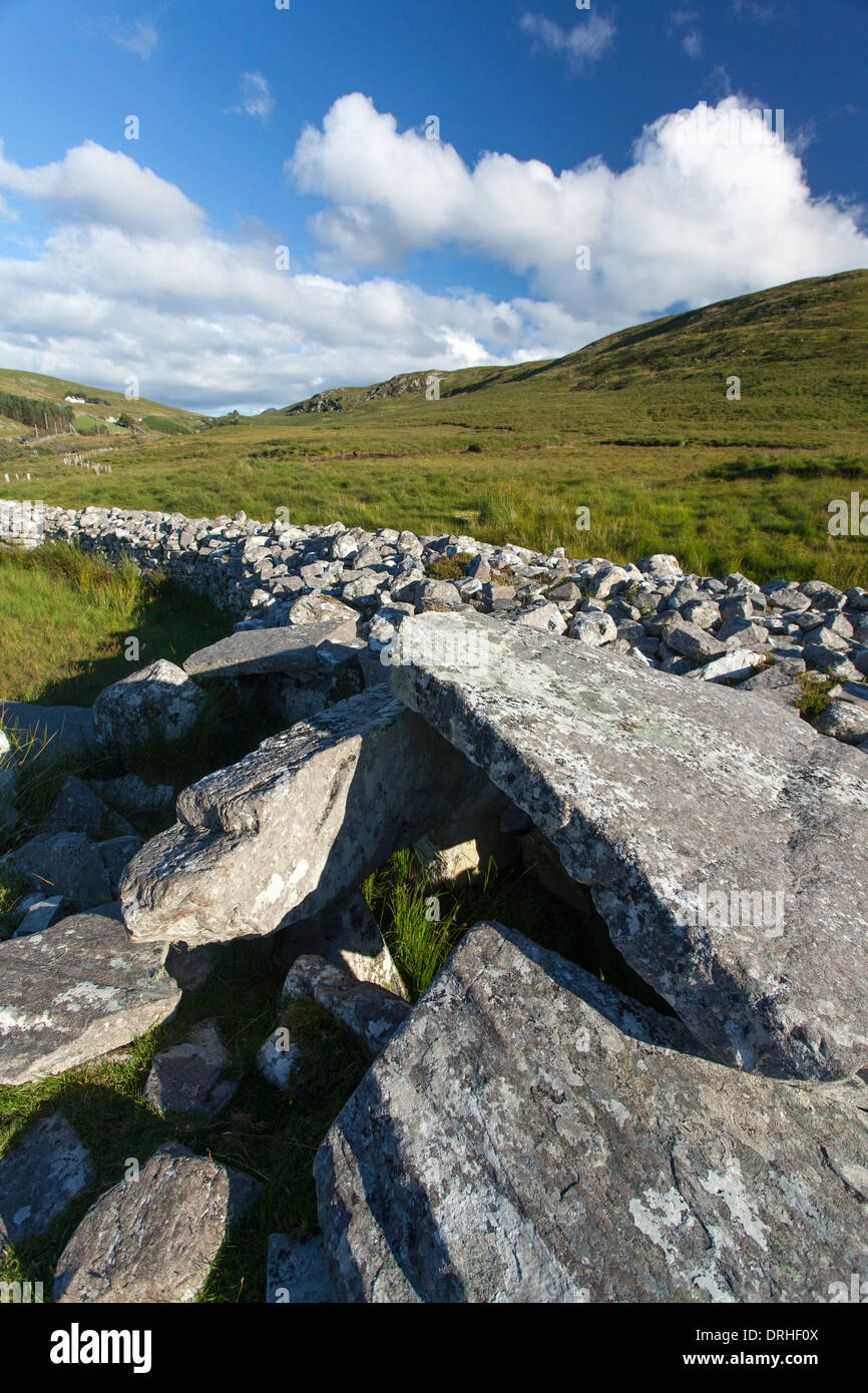 Cour Cloghanmore tombe, Malinmore, comté de Donegal, Irlande. Banque D'Images