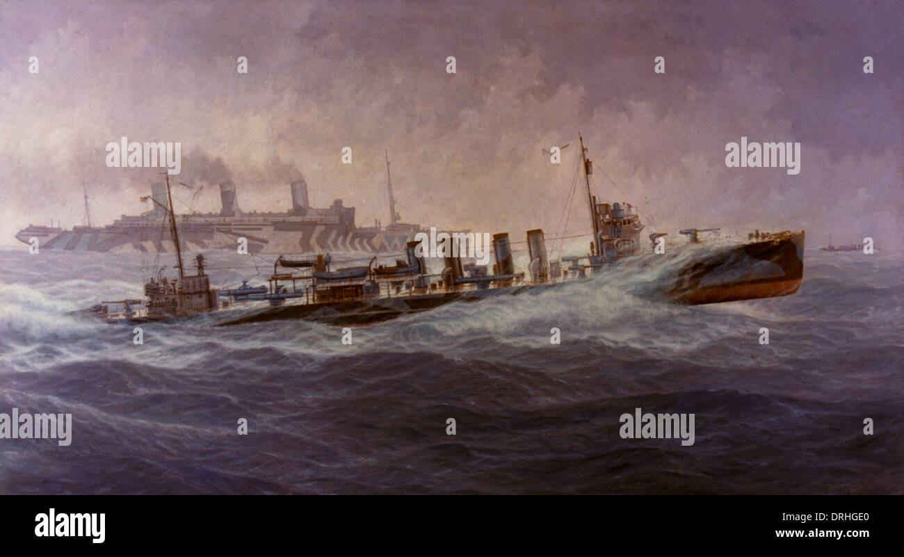 Transport de troupes américaines en mer, WW1 Banque D'Images