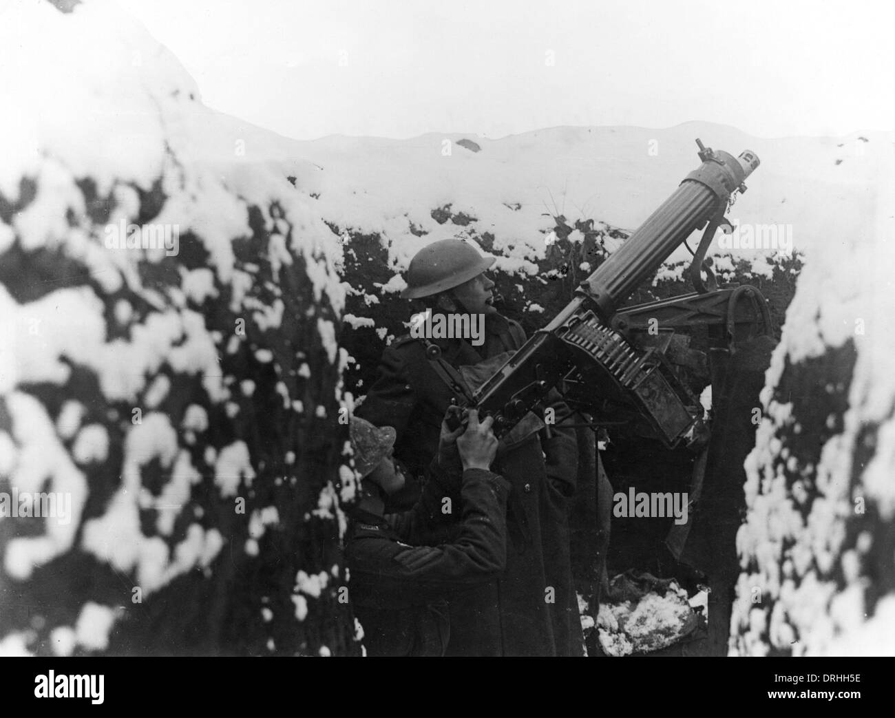 Soldats britanniques en tranchée, Oppy-Gavrelle ligne, France, WW1 Banque D'Images