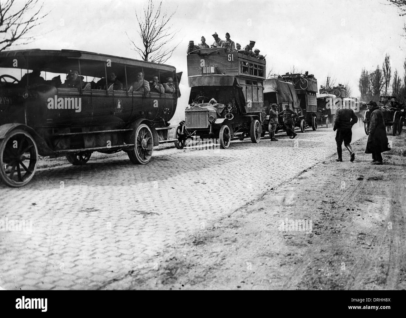 Transport de troupes britanniques et françaises, WW1 Banque D'Images