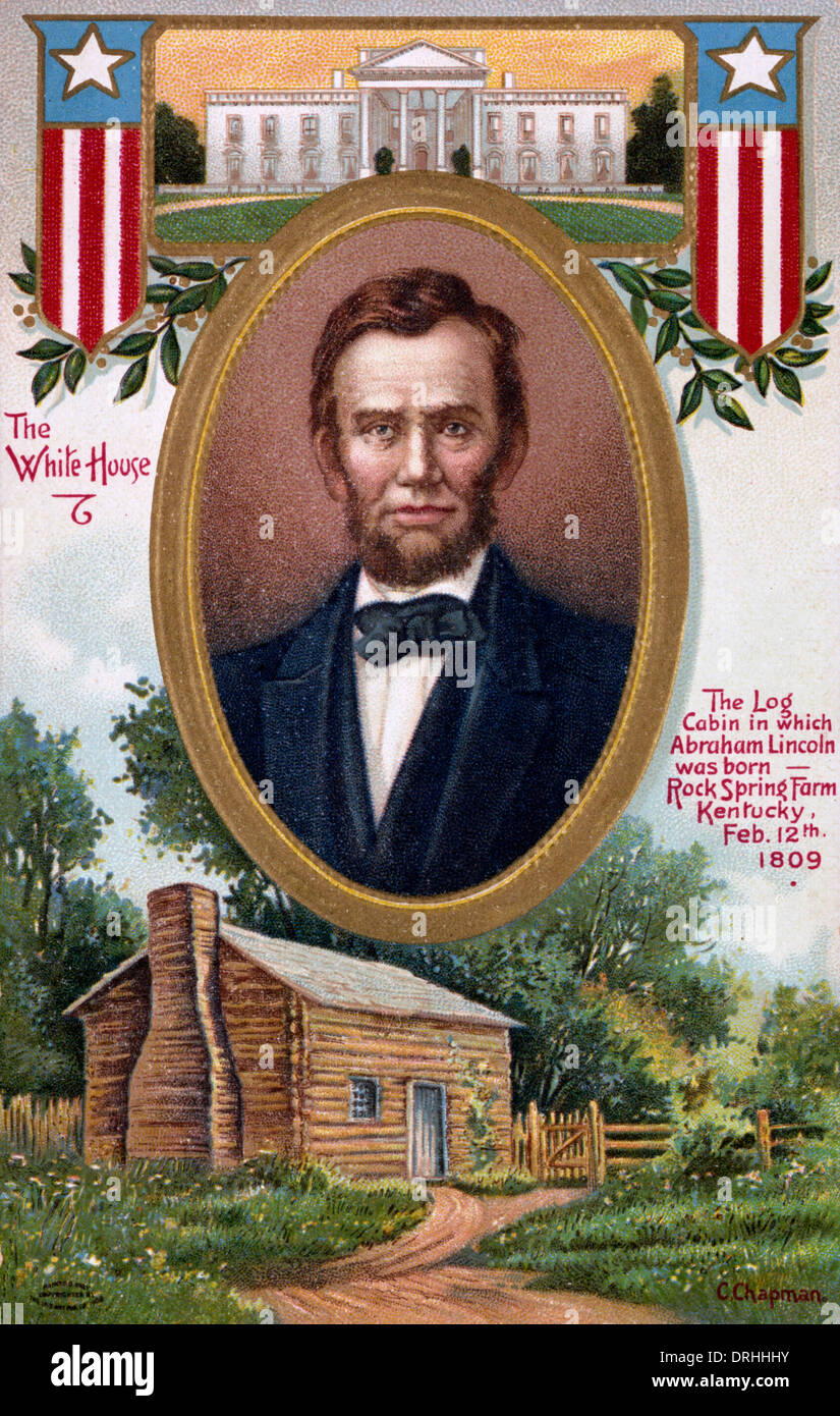 Portrait d'Abraham Lincoln, et ses résidences. Banque D'Images