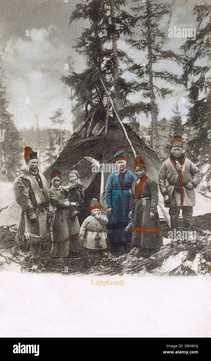Famille Sami, Suède Banque D'Images Famille Sami, Suède Banque D'Images