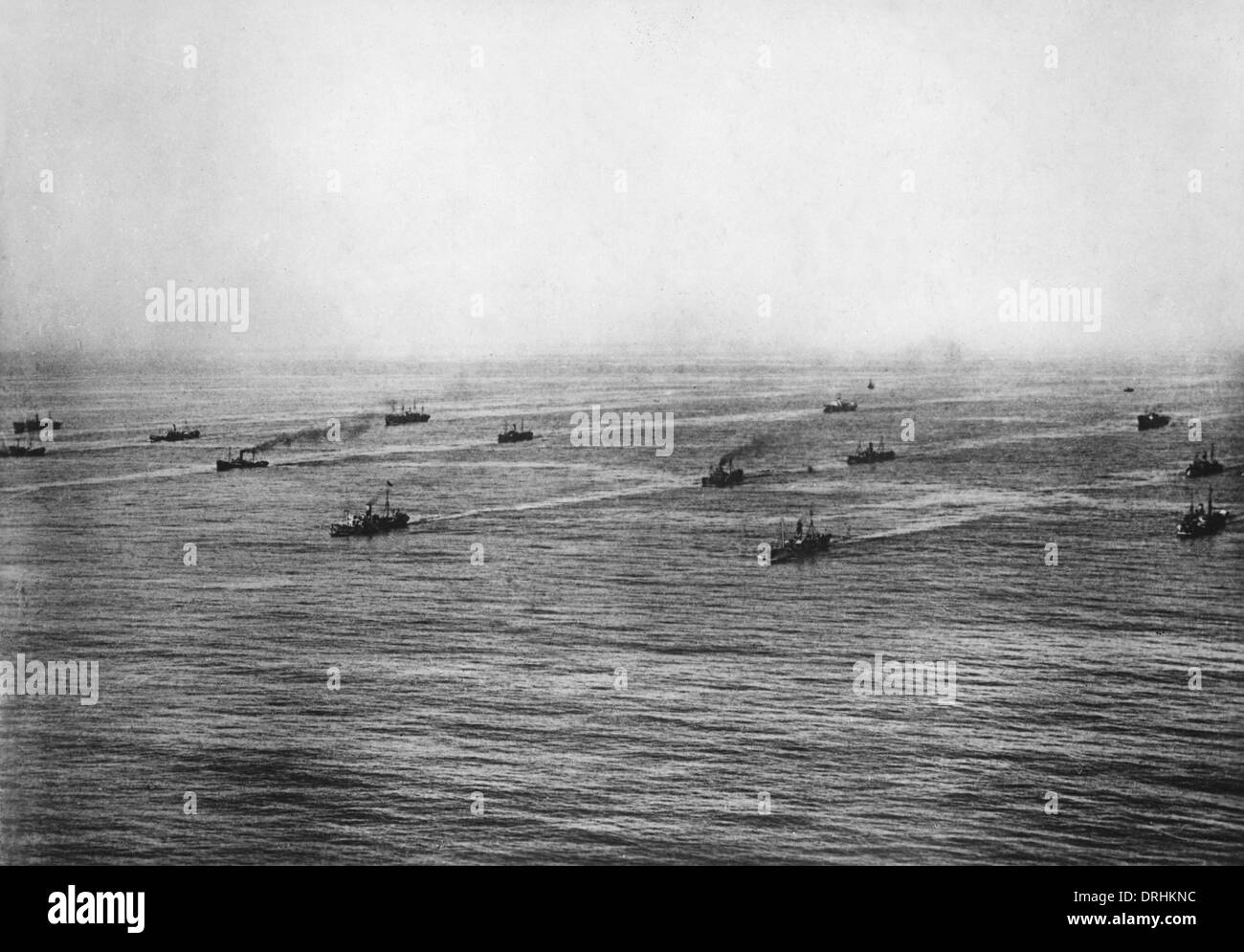 Convoi de navires britanniques dans l'Atlantique, WW1 Banque D'Images