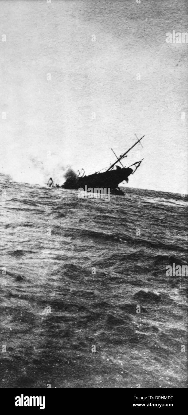 Dragueur flotte naufrage Après substitution, une mine, WW1 Banque D'Images