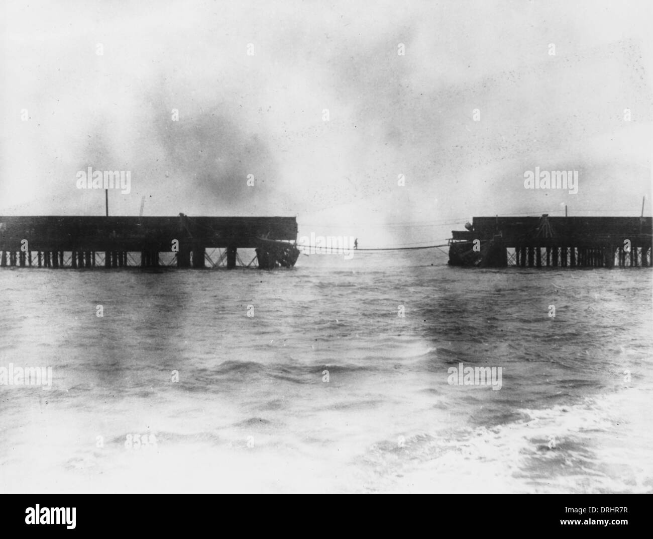 Pont temporaire à Zeebrugge, Belgique, WW1 Banque D'Images