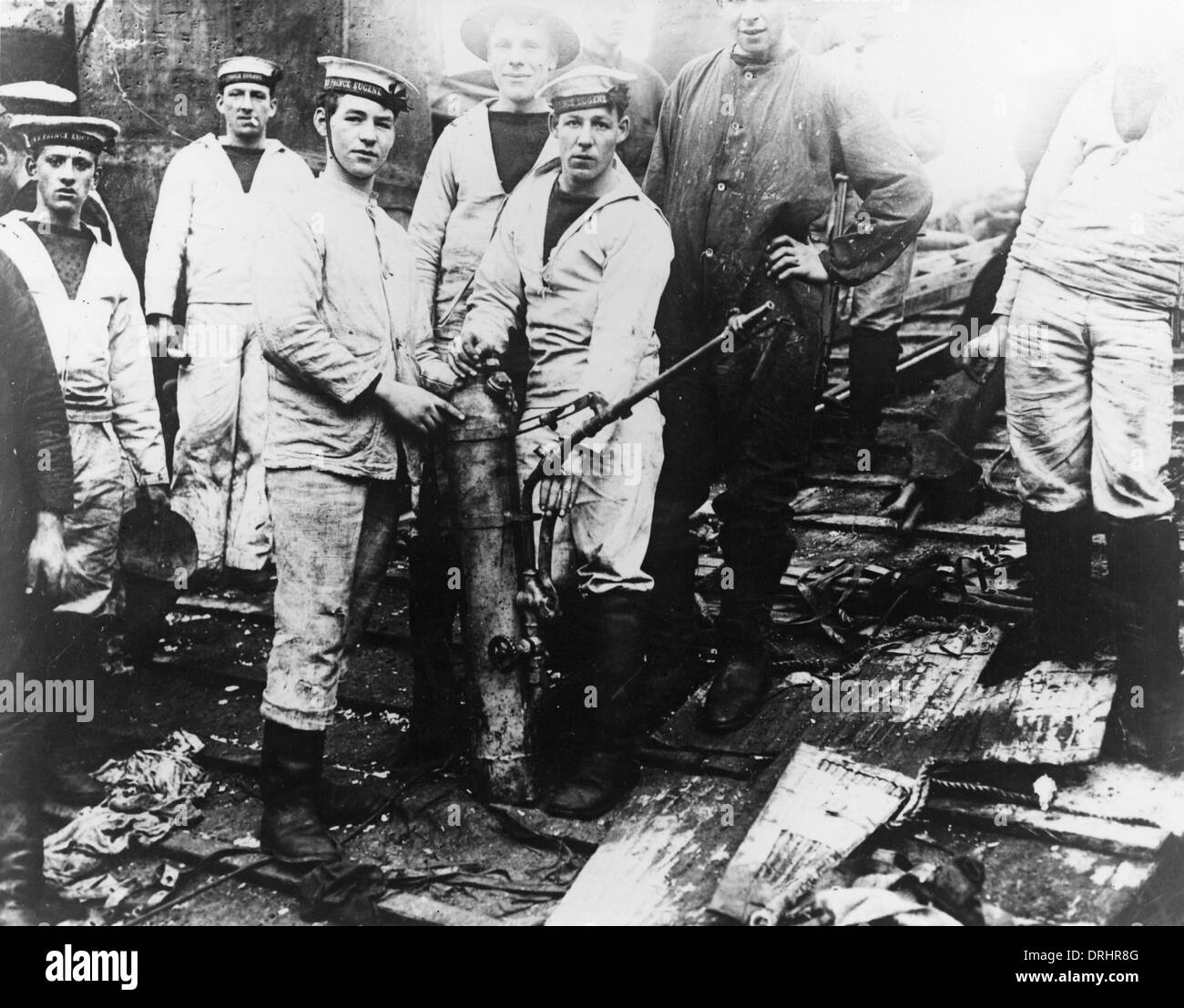 Les hommes de l'HMS Prince Eugène à Ostende, Belgique, WW1 Banque D'Images